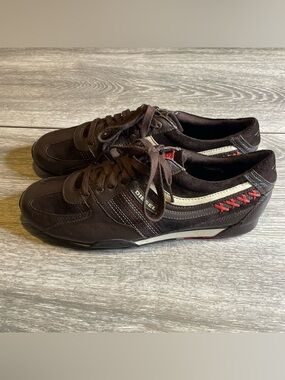 Diesel Parandy Mens Size 10 Y2K Leather Low Top Sneakers Brown Lace Up